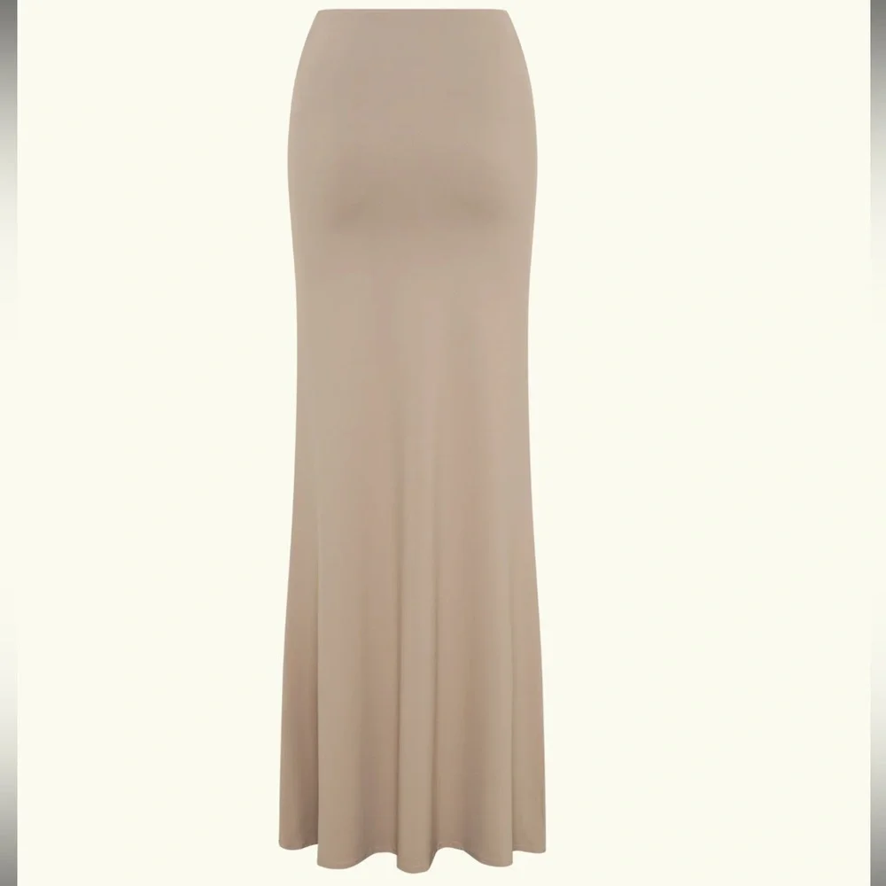 (SOLD) Meshki ~ Jules ~ Recycled Nylon And Mesh Maxi Skirt - Taupe - Picture 7 of 10